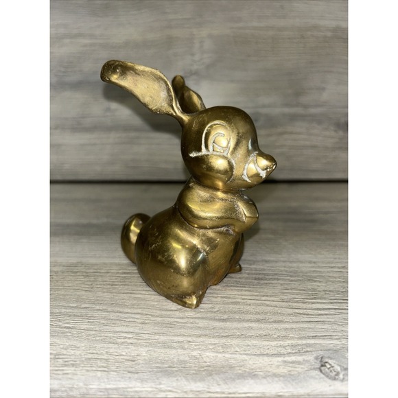 Vintage Brass Thumper Bunny Rabbit 4.75" Tall Spring Easter MCM (D6) - Picture 1 of 7